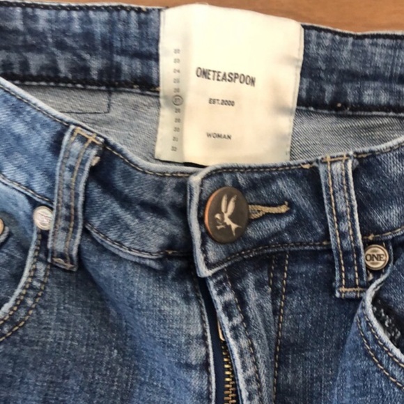 One Teaspoon Super High Waist Freebirds II Distressed Blue Jeans Size 27 - Picture 11 of 16